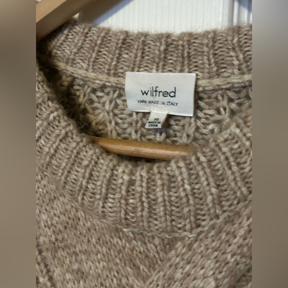 Aritzia Wilfred Tan Cable Knit Sweater dress (or long sweater) - Picture 3 of 7
